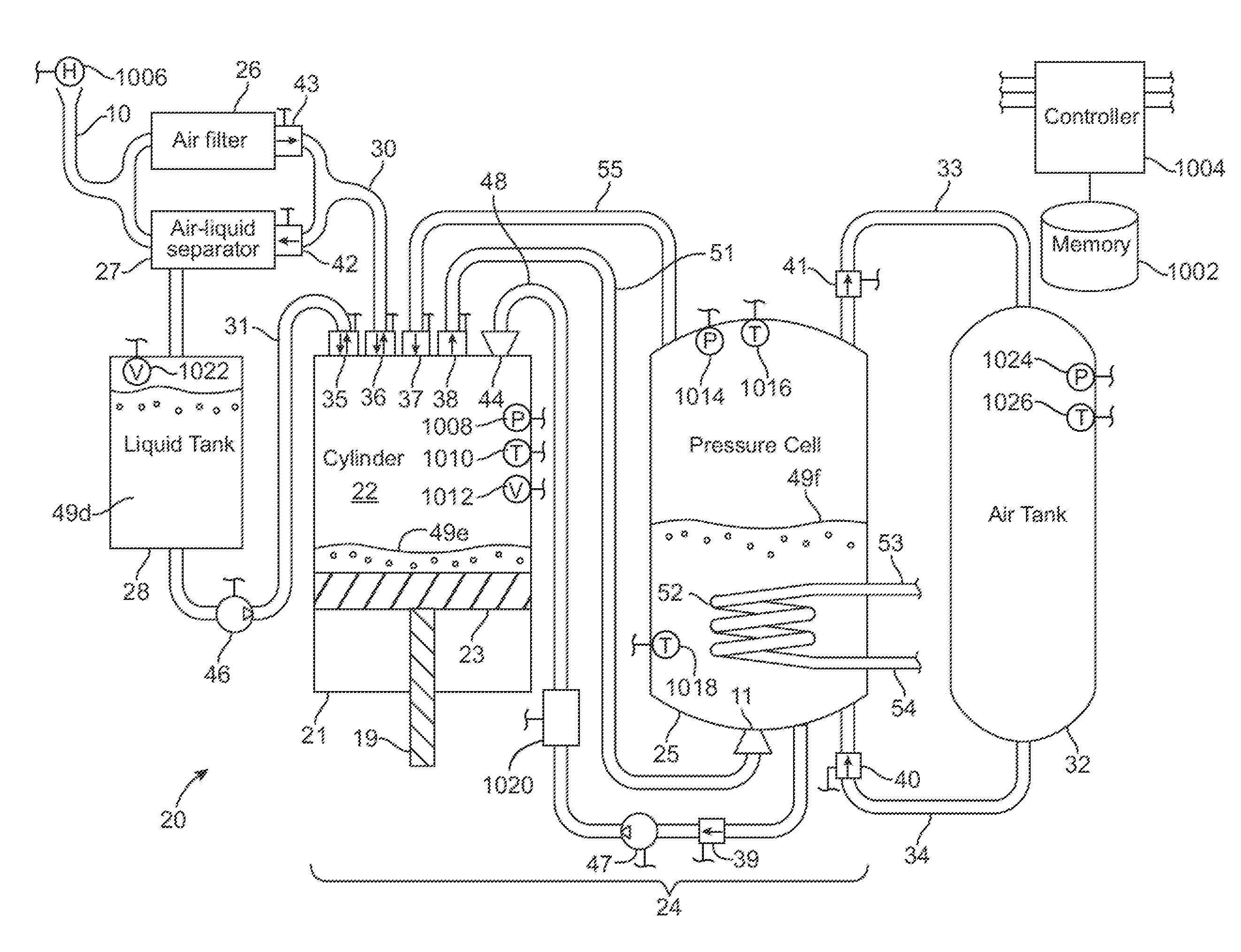 Compressed air energy storage system utilizing two-phase flow to facilitate heat exchange