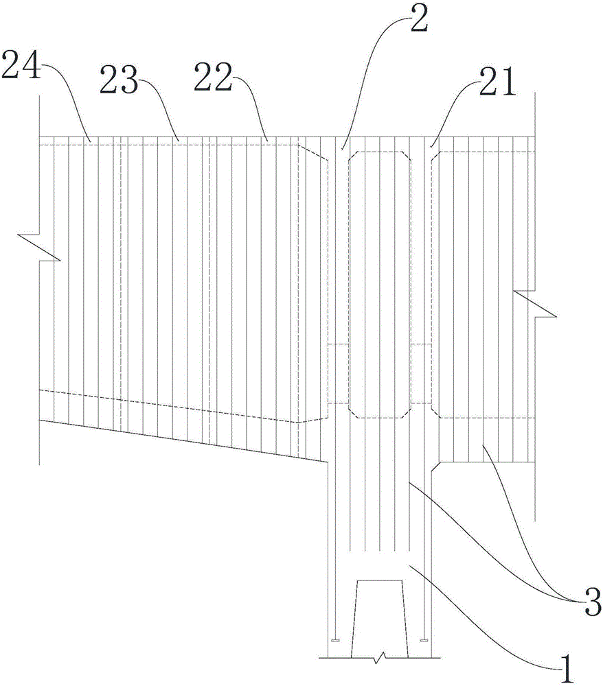 Super-long vertical unbonded prestress structure and assembling method thereof