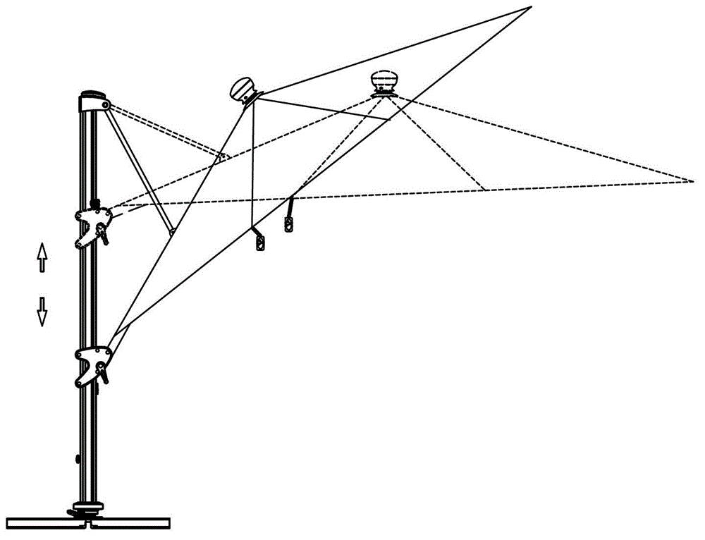 Lifting mechanism for inclined angle of umbrella cover and adjustment method thereof