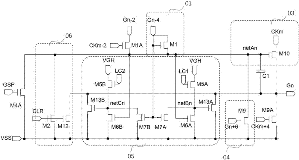 Grid scanning drive circuit and liquid crystal display device