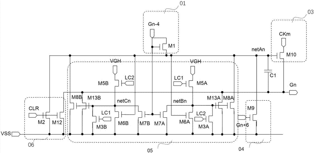 Grid scanning drive circuit and liquid crystal display device