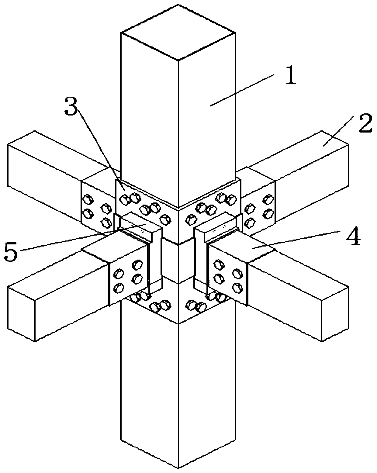 Clamping groove type steel wood combined node and mounting method thereof