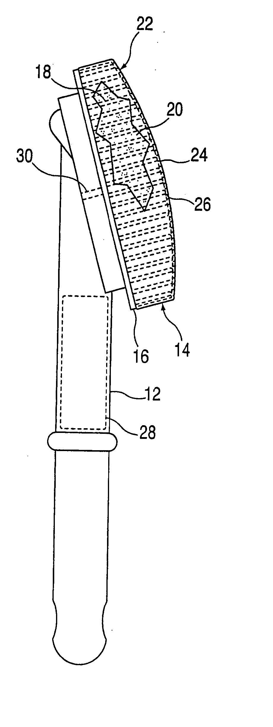 Self-cleaning brush with a flexible matrix