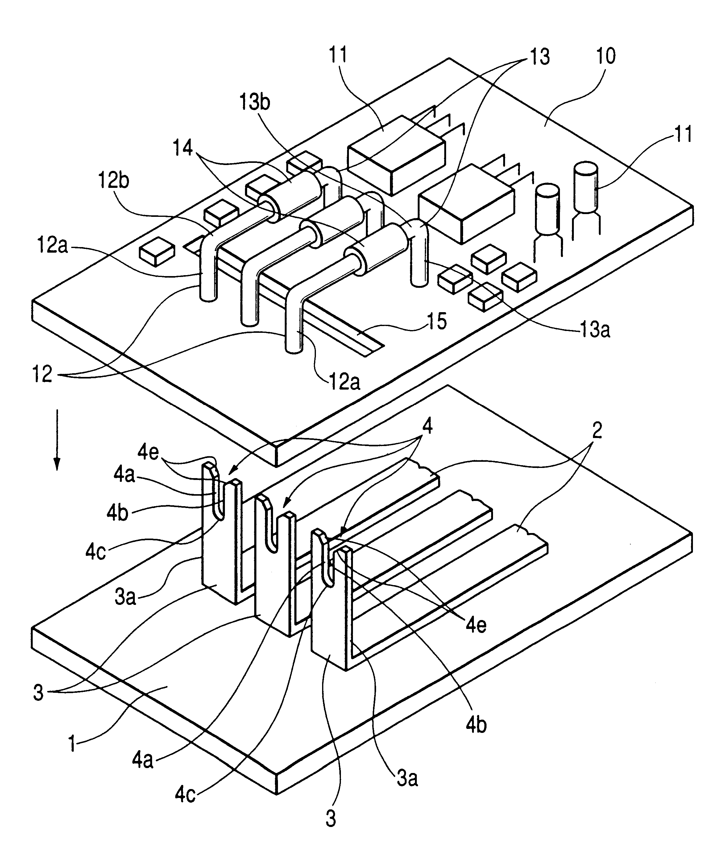 Circuit and busboard connection for an electrical connection box