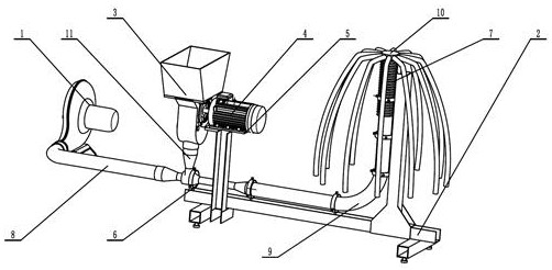 Airflow first-order centralized discharge type wheat seed metering system