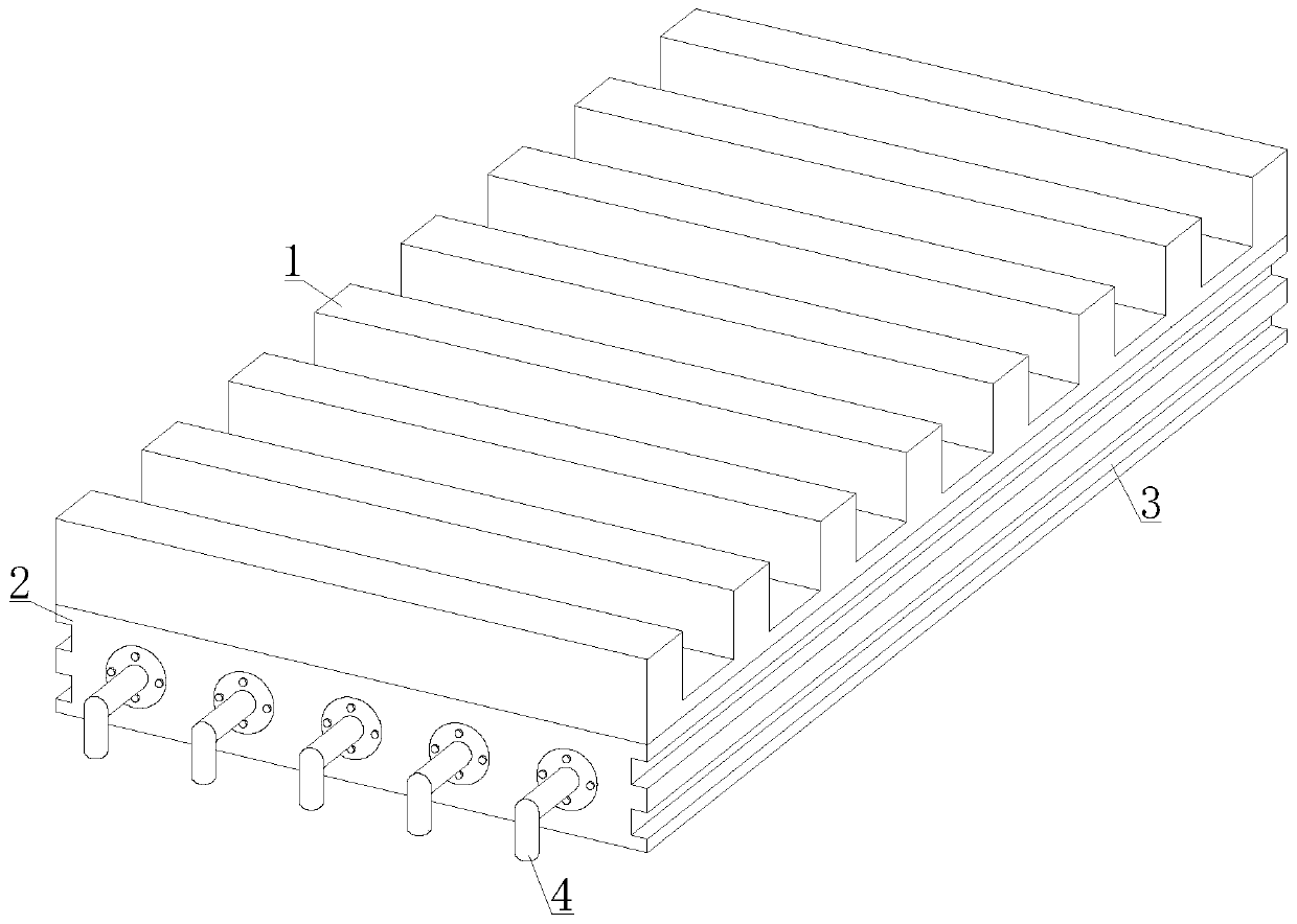 Cast steel cooling wall with evenly arranged cooling water pipe grooves and processing technology thereof