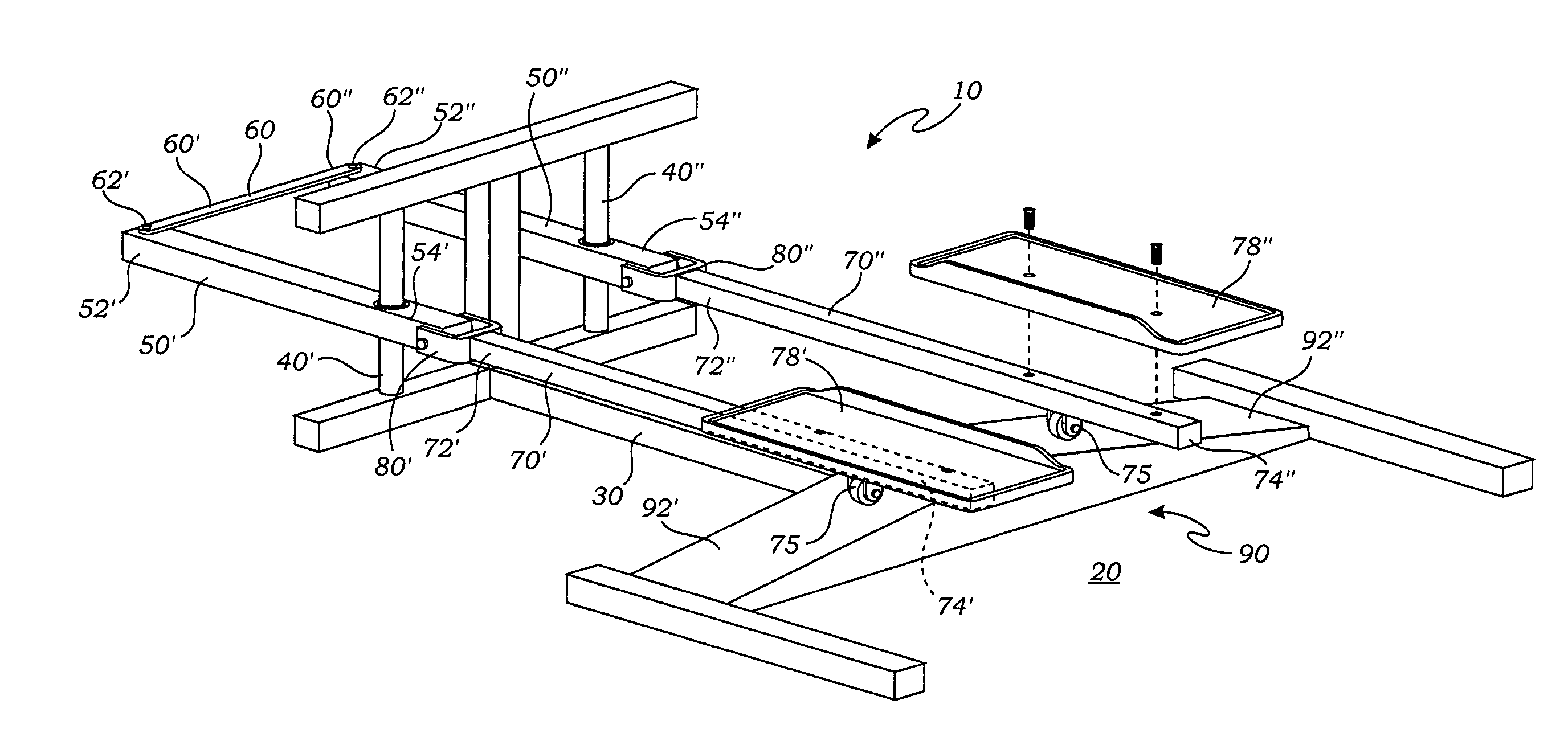 Exercising machine providing lateral, skating-like motion