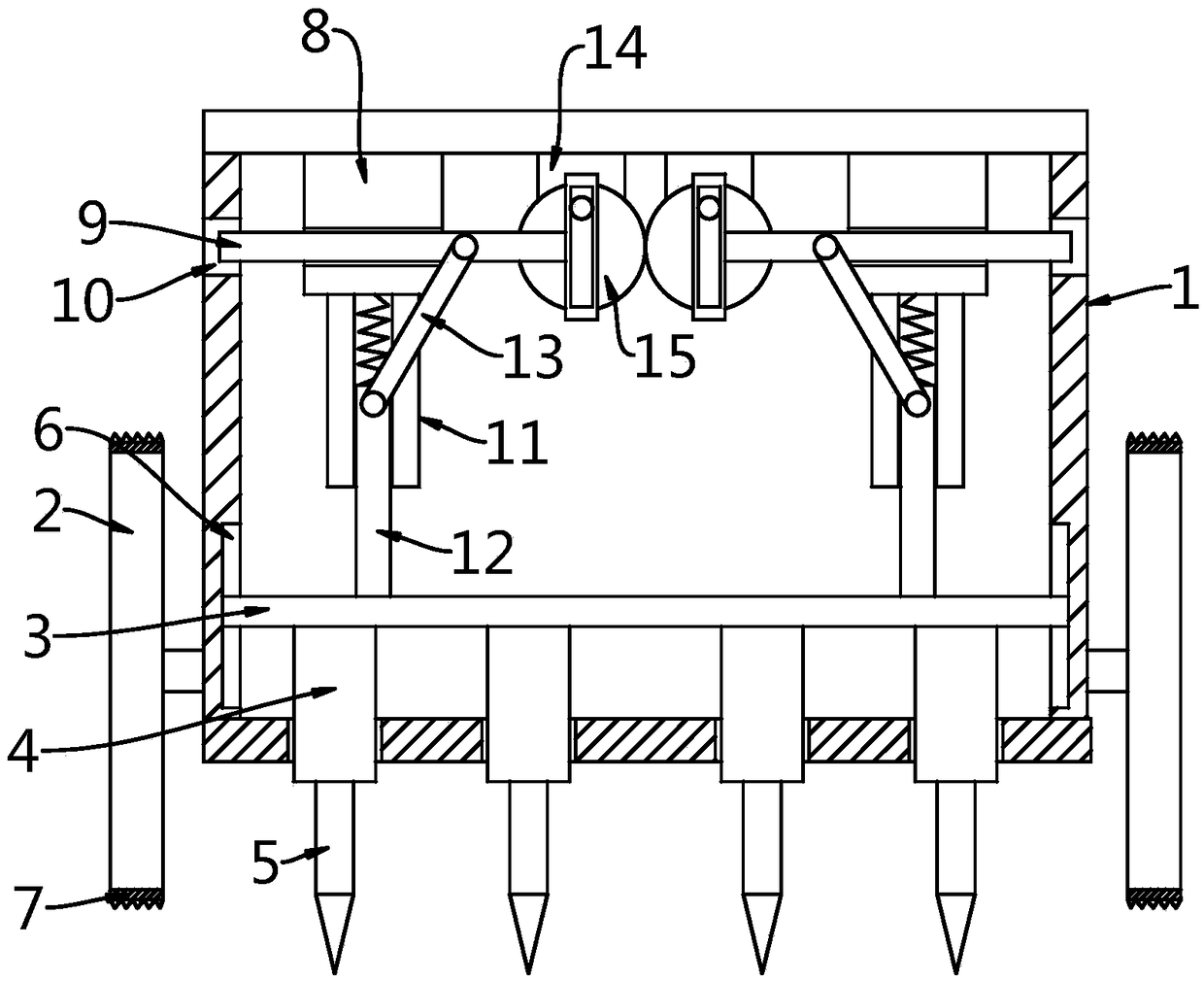 Continuous punching device for landscape garden lawn