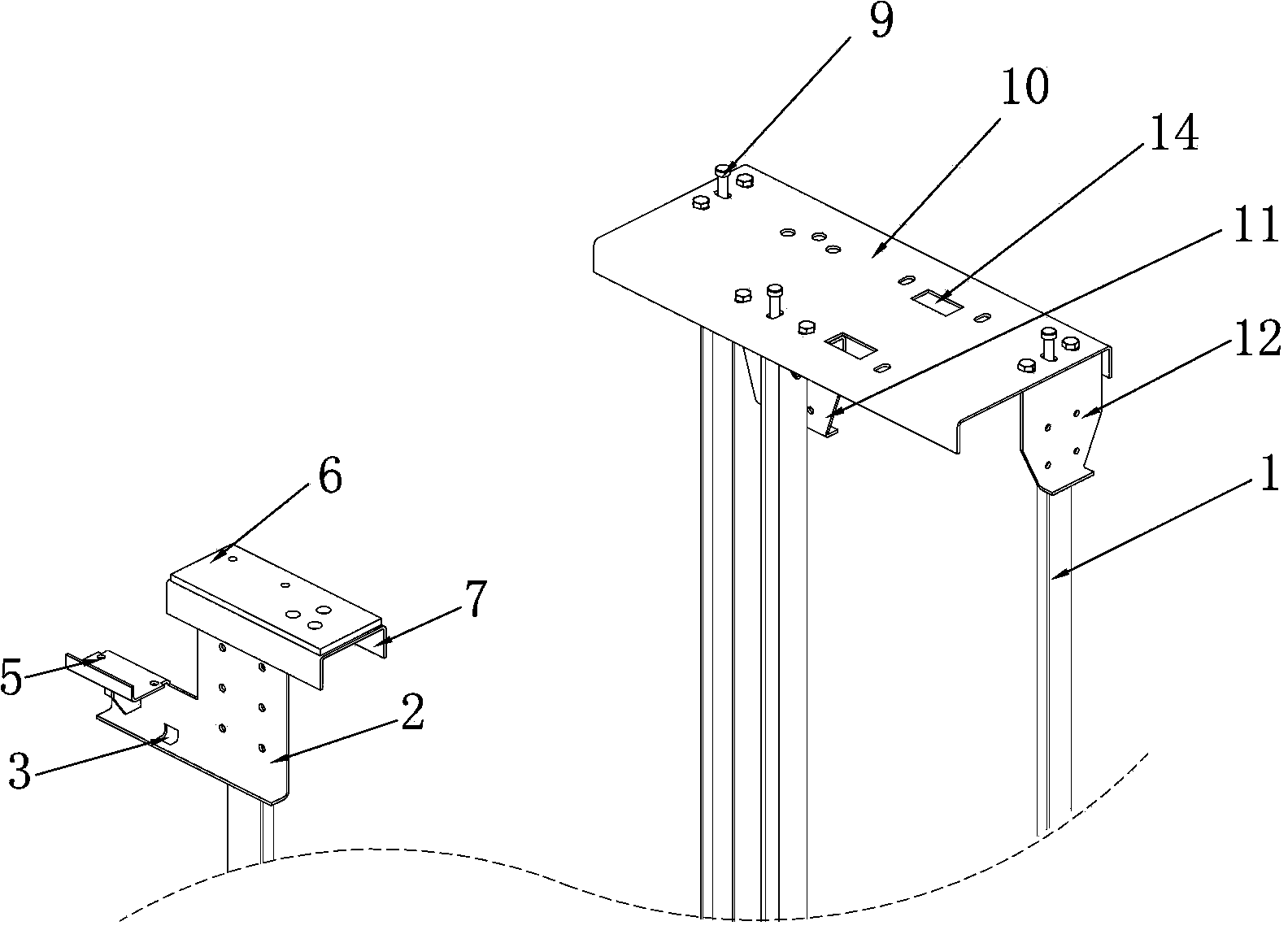 Split type elevator traction machine base