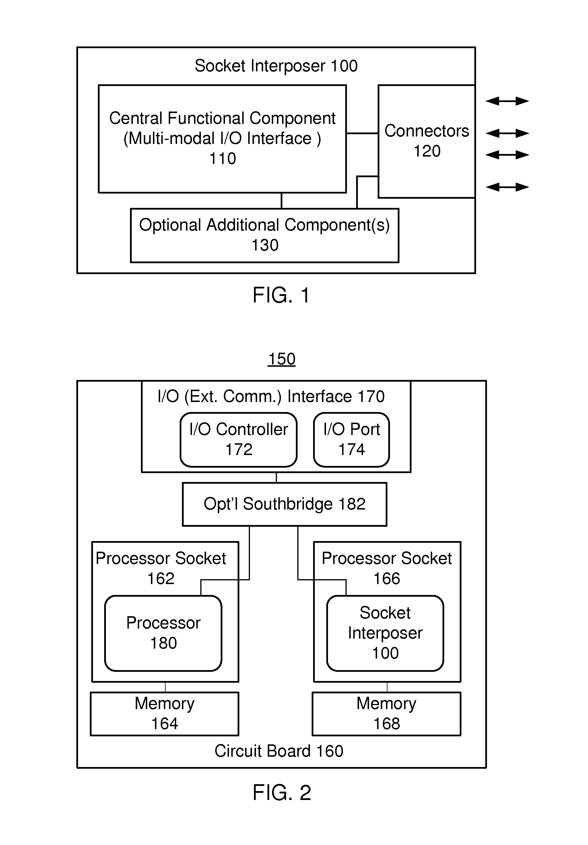 Socket interposer having a multi-modal I/O interface