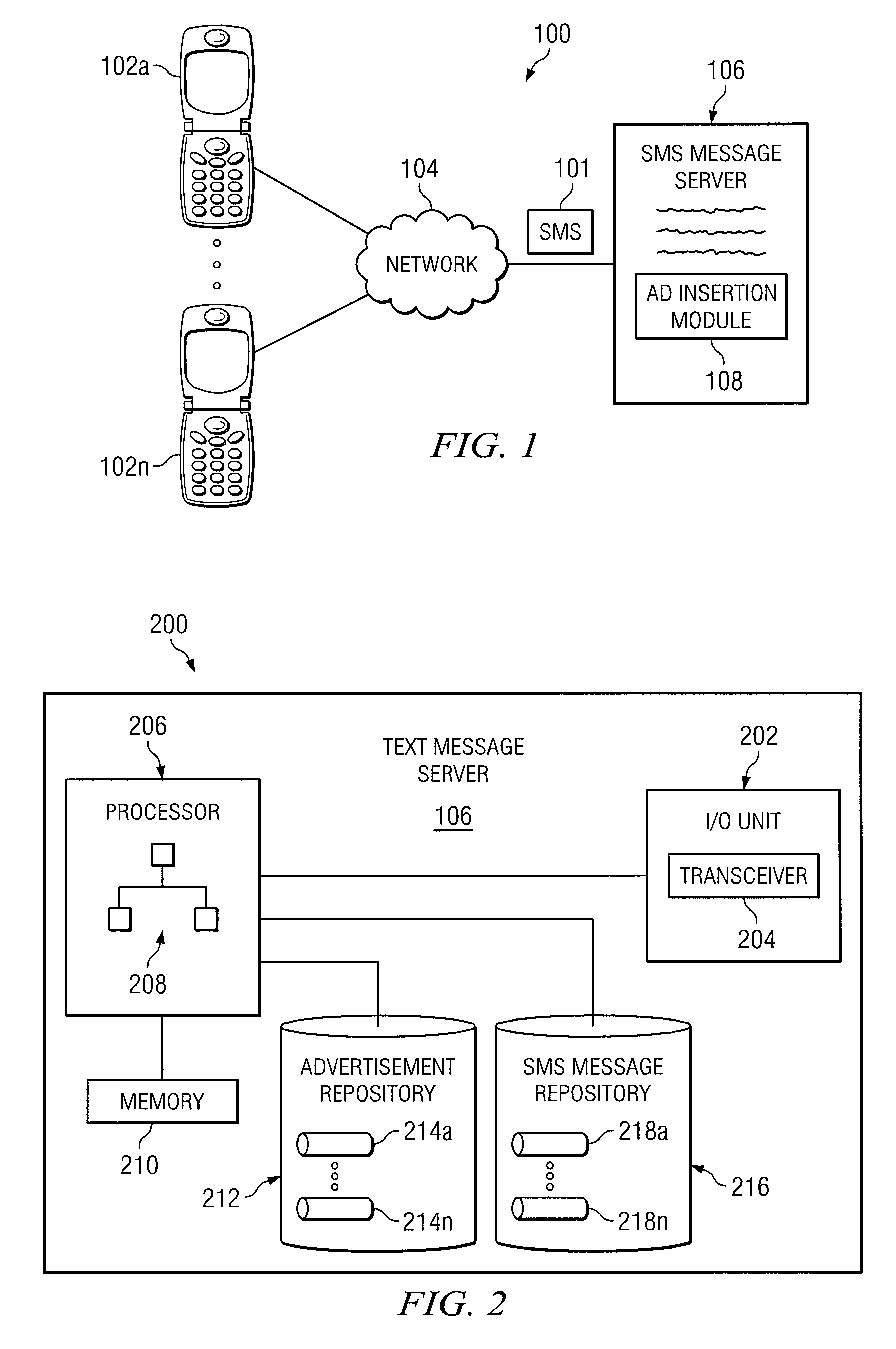 System and method for inserting advertisements into SMS messages