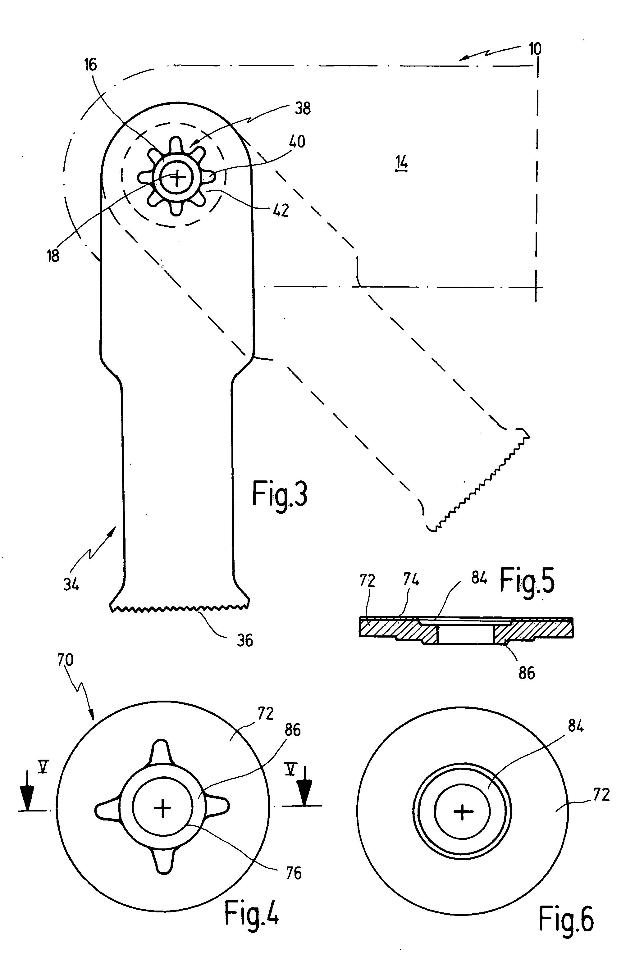 Power tool having a receptacle for securing a tool