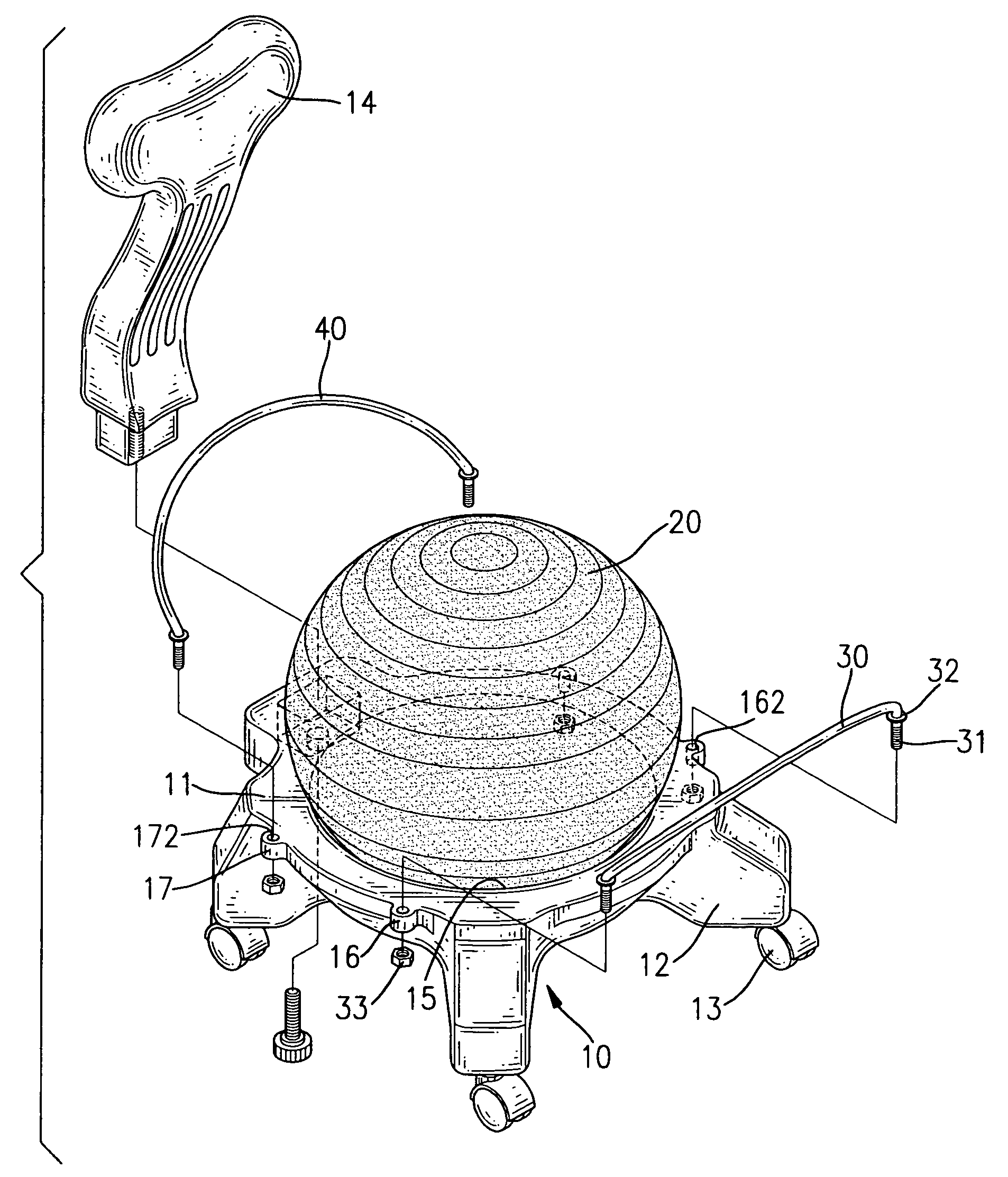 Ball chair with a retaining device