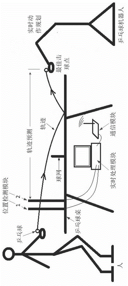 A method and device for predicting the trajectory of a table tennis ball by a table tennis robot