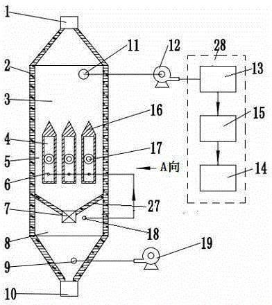 Shaft kiln capable of heating material through dividing wall