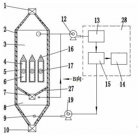 Shaft kiln capable of heating material through dividing wall