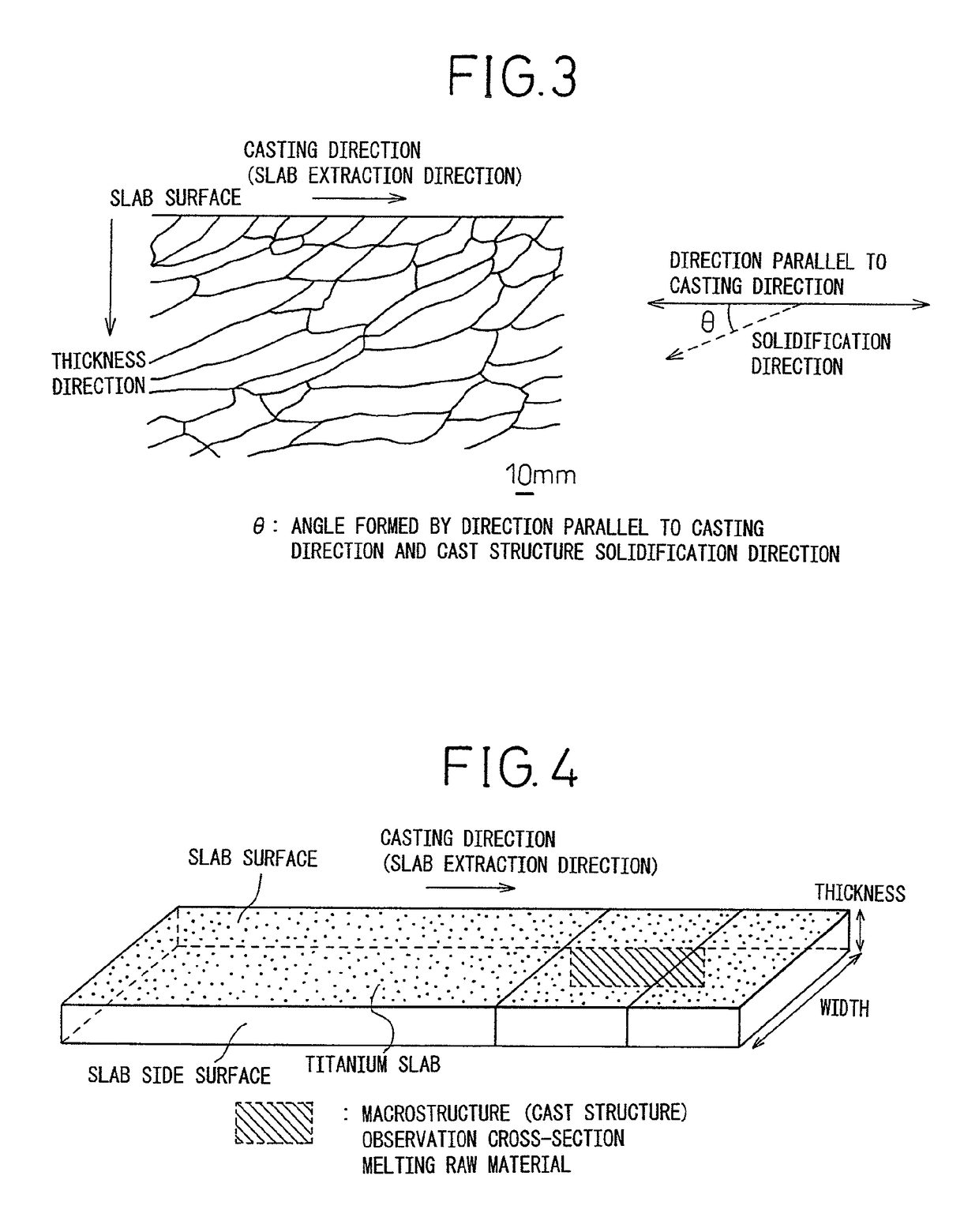 Titanium slab for hot rolling, and method of producing and method of rolling the same