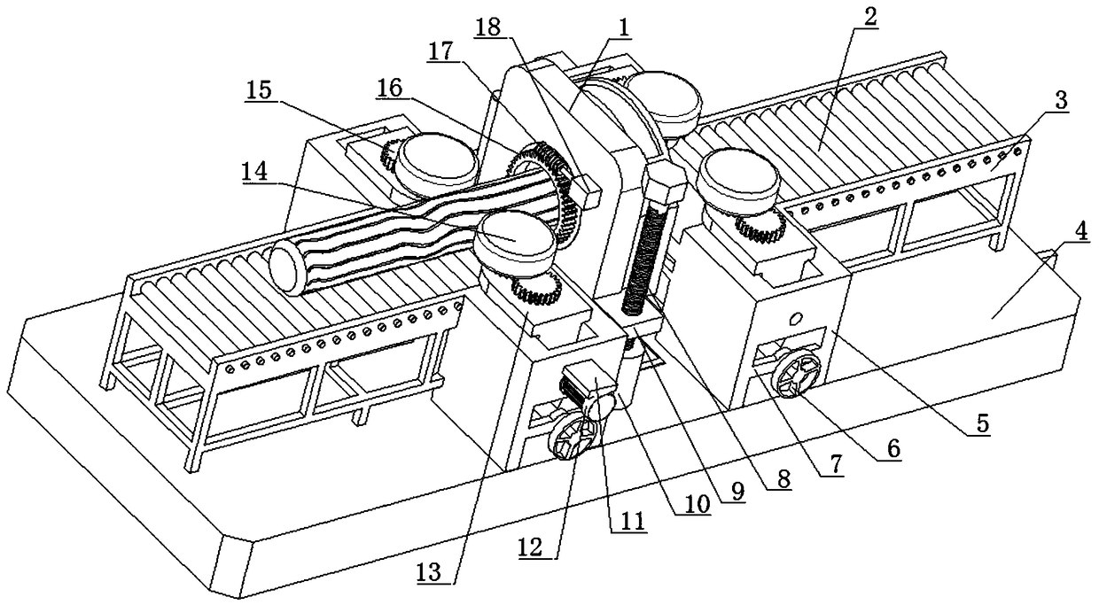 Tree trunk skin removing machine and skin removing method