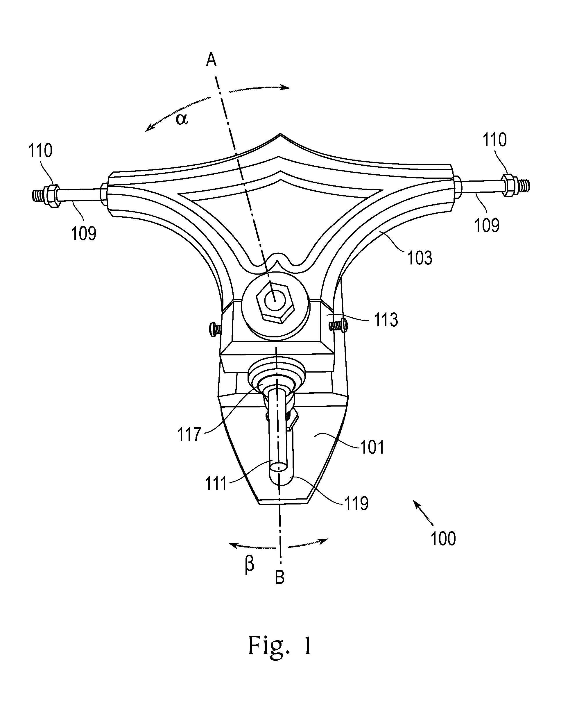 Skateboard truck with adjustable pivot point