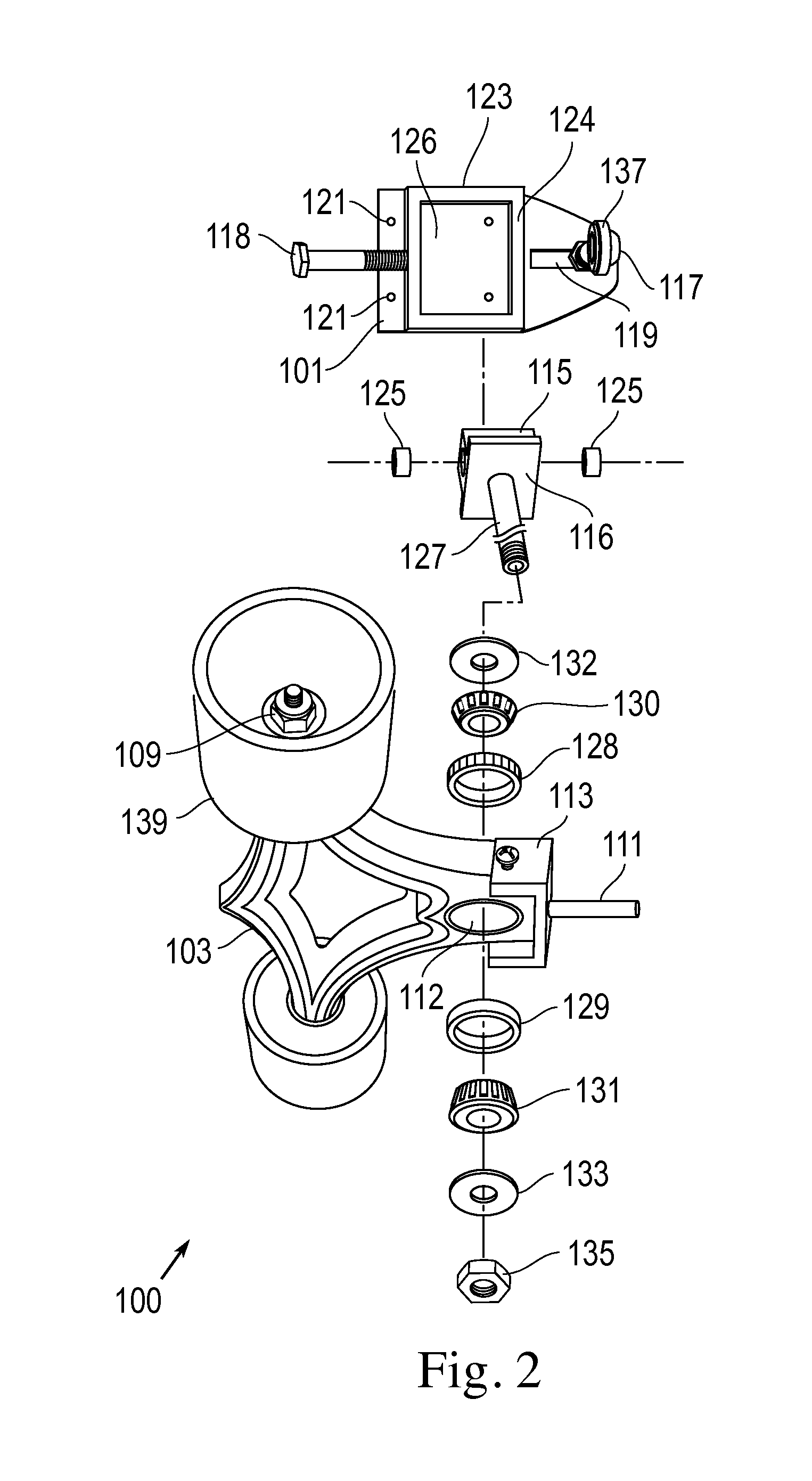 Skateboard truck with adjustable pivot point