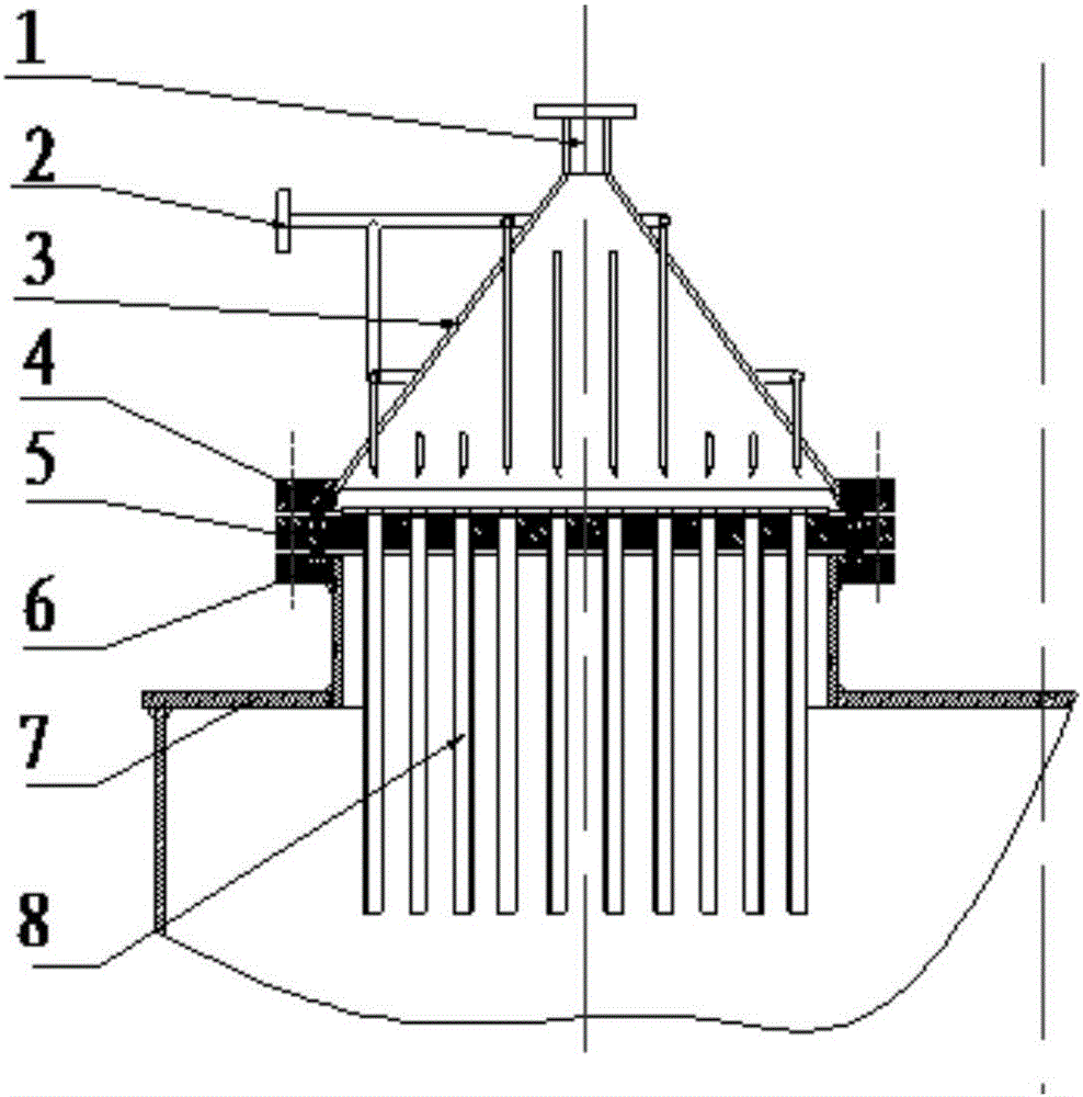 Uranium dioxide hydrofluorination reactor in-built type gas filtering device