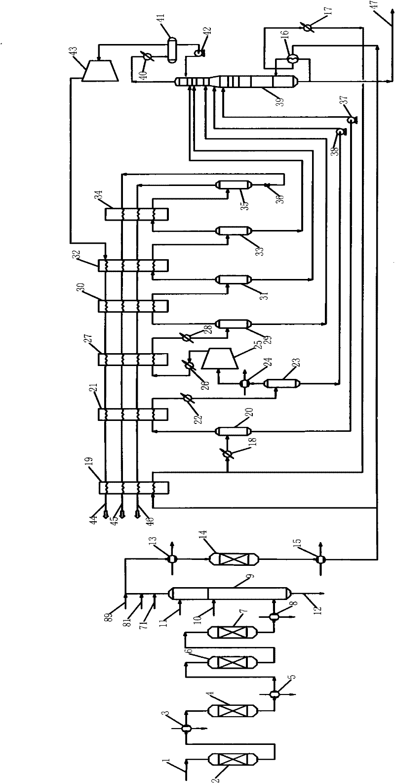 Separation process for preparing low-carbon olefin gas through methanol conversion