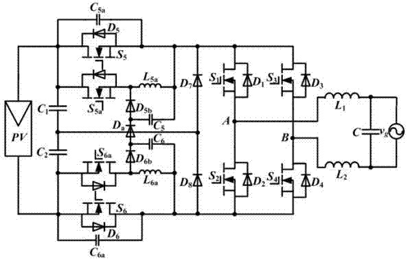 Eight-switch non-isolated full-bridge photovoltaic grid-connected inverter and working method thereof