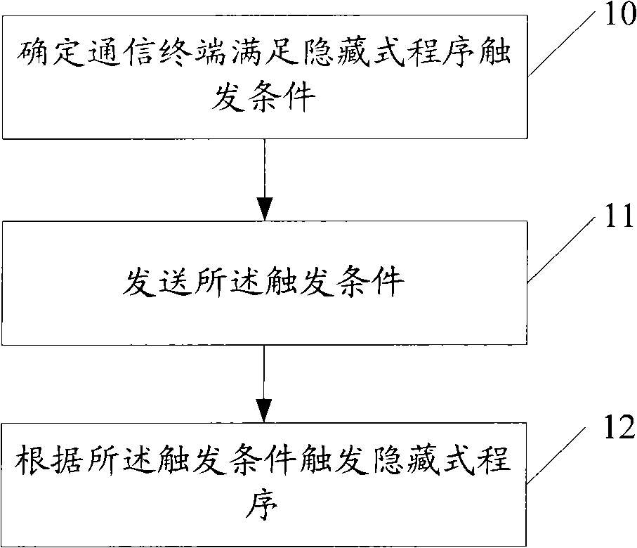 Method and apparatus for triggering concealed program by communication terminal