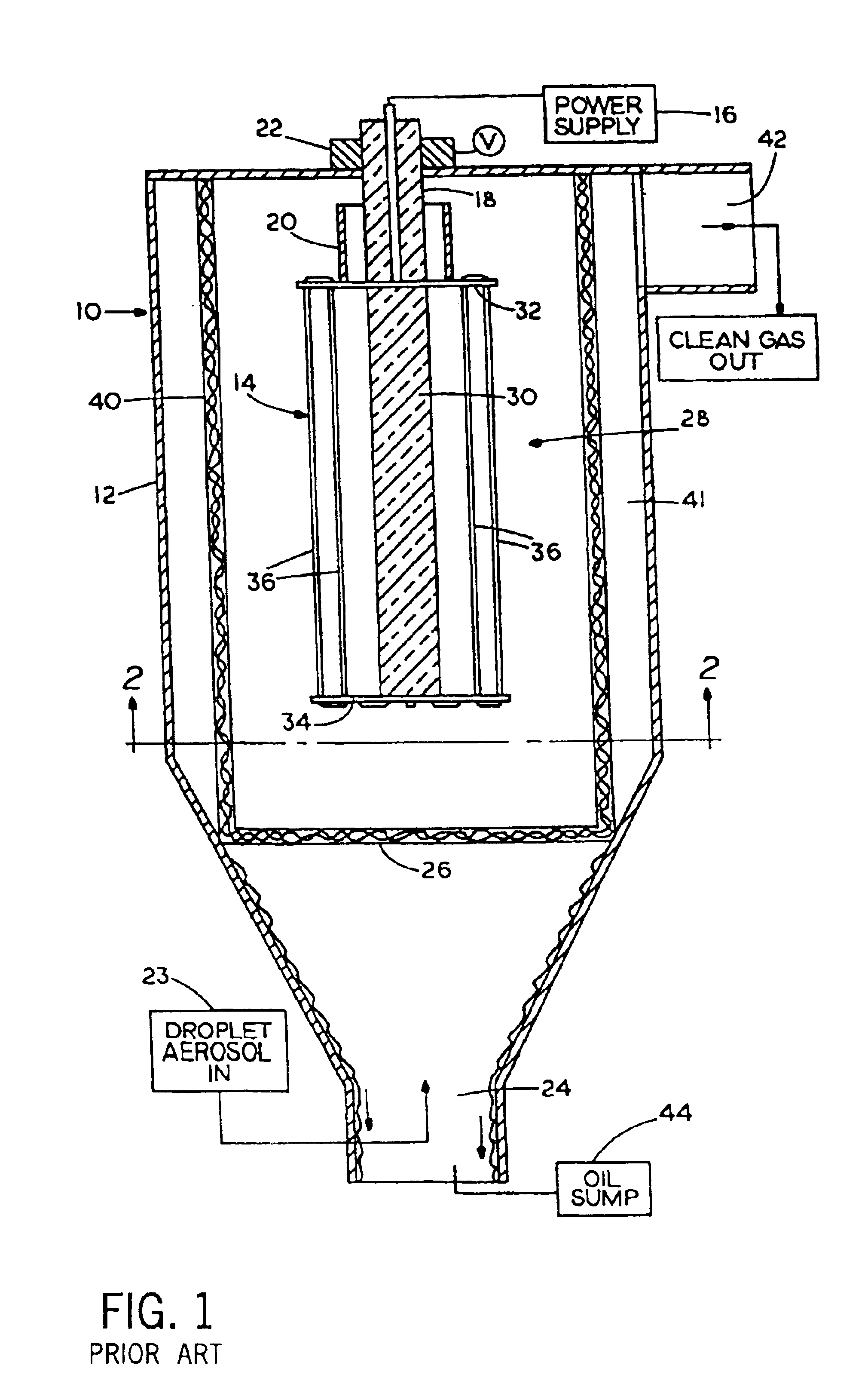 Electrostatic precipitator with internal power supply