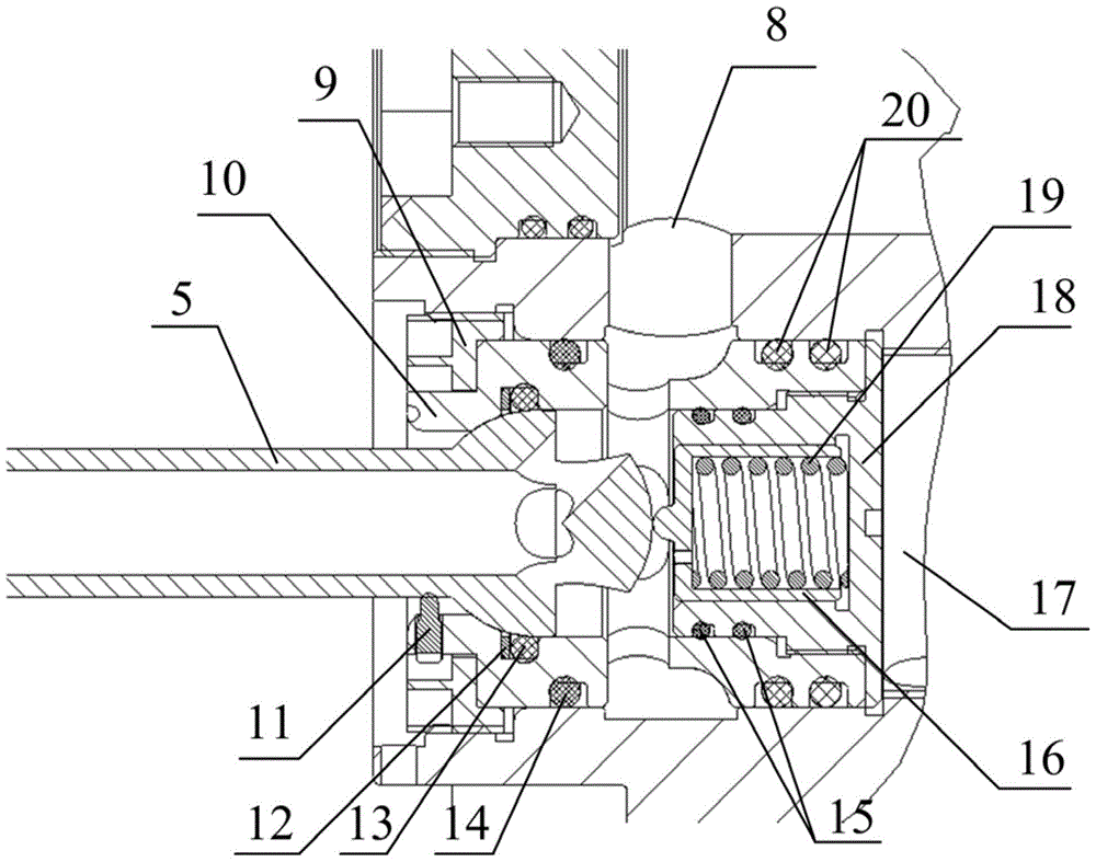 A floating oil pipe support structure for an integrated hydraulic servo mechanism