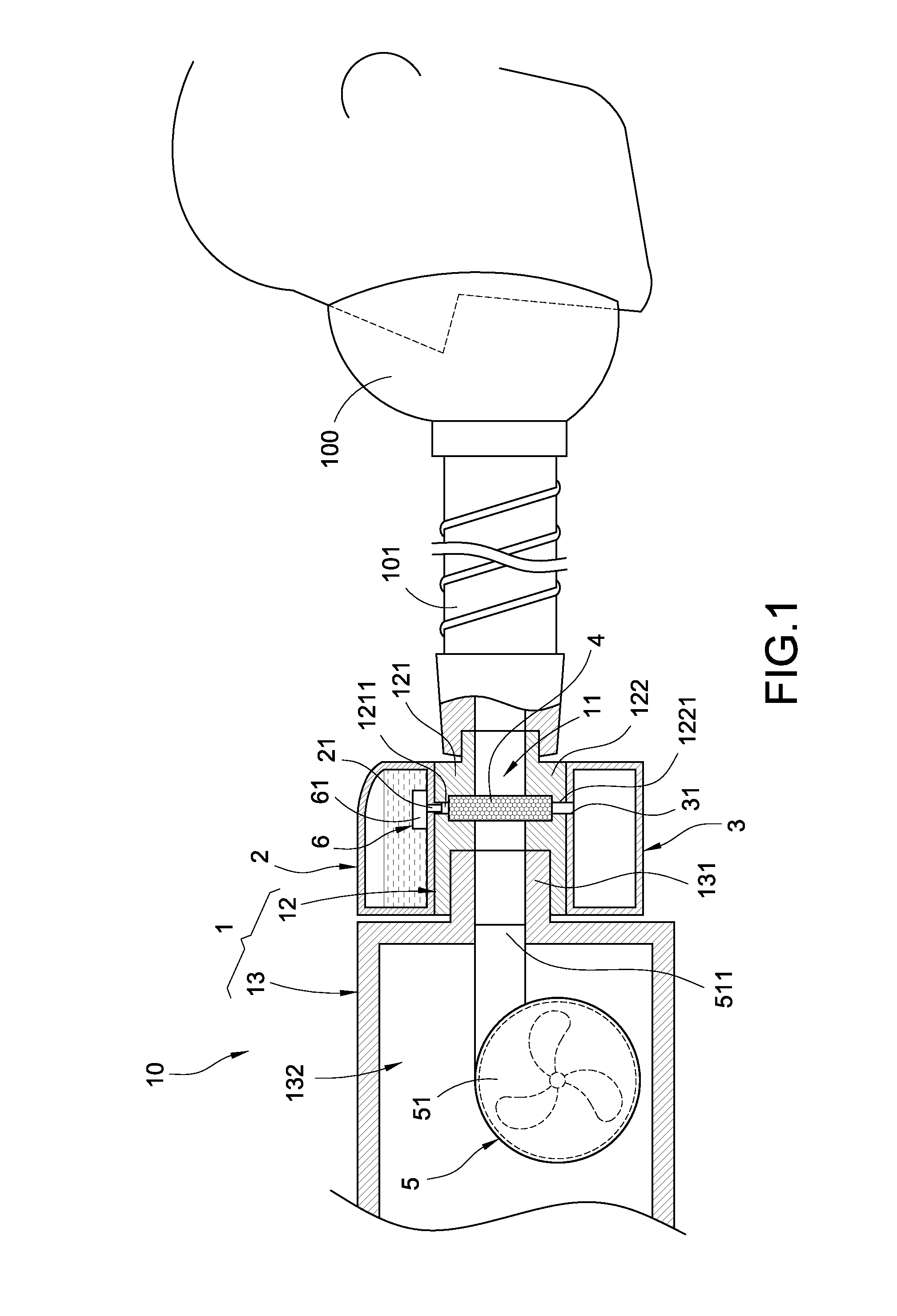 Humidifying device for breathing mask