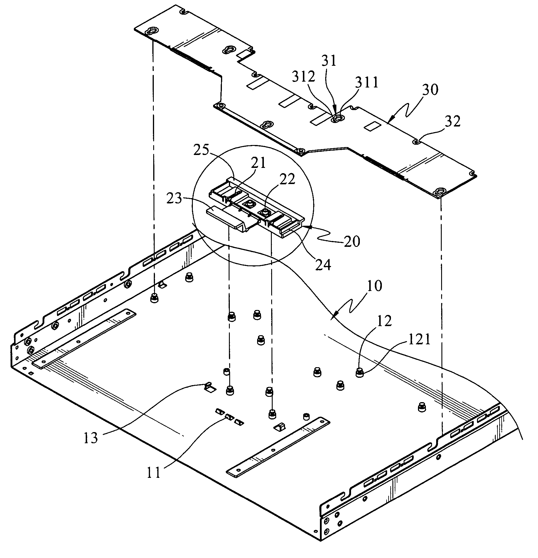 Circuit board fastening structure