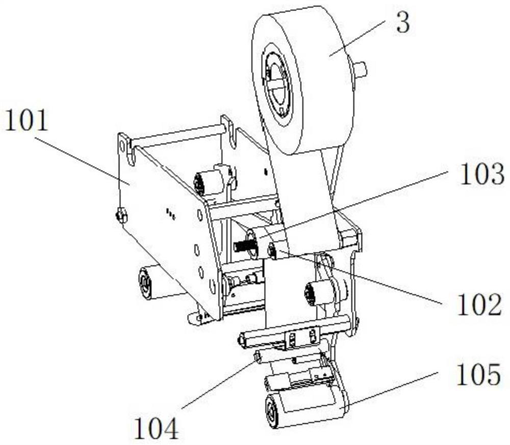 Carton sealing machine belt guiding device capable of preventing rubber belt from being derailed and trailing