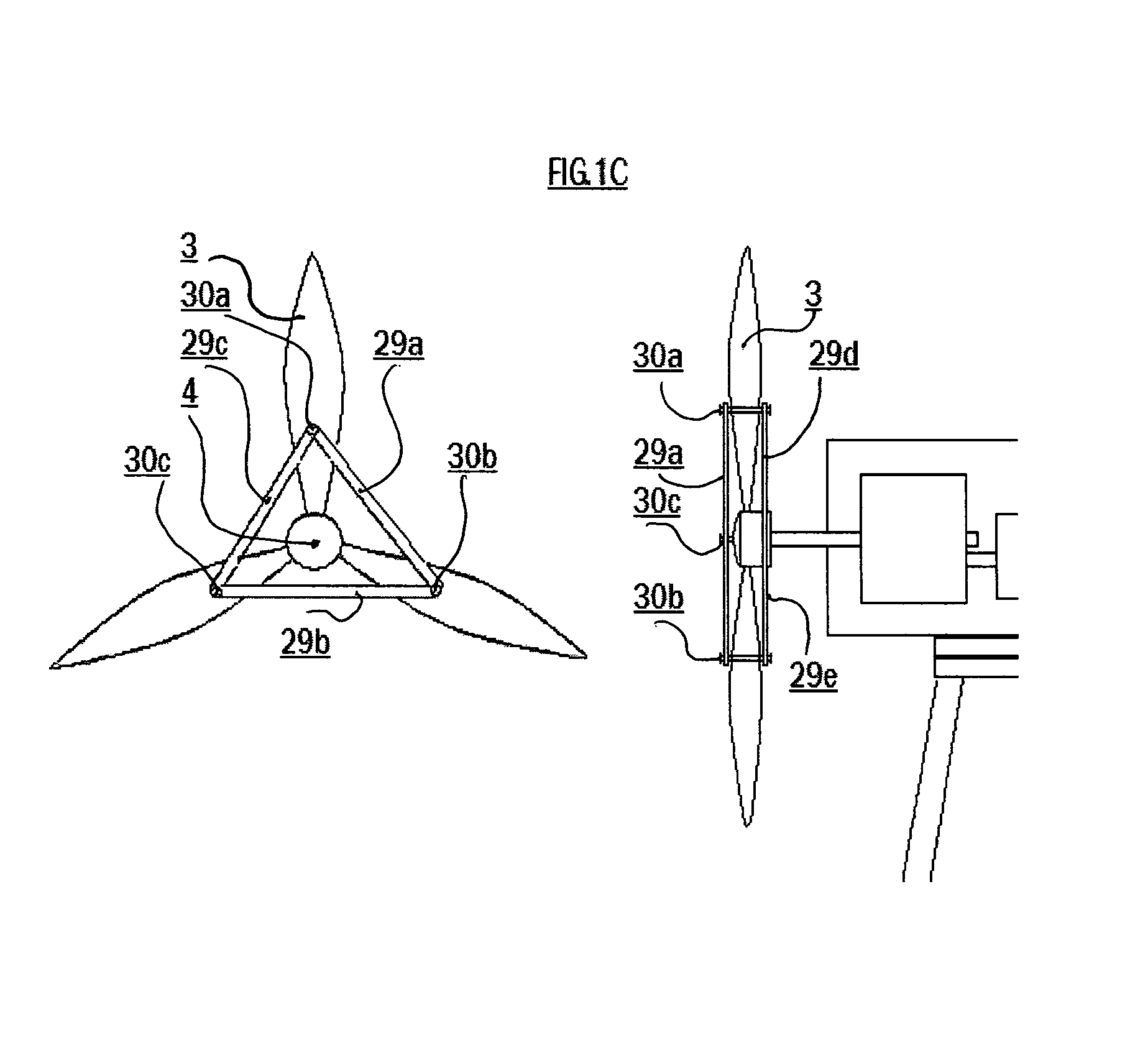 Wind turbine blades with reinforcing, supporting and stabilizing components and enlarged swept area