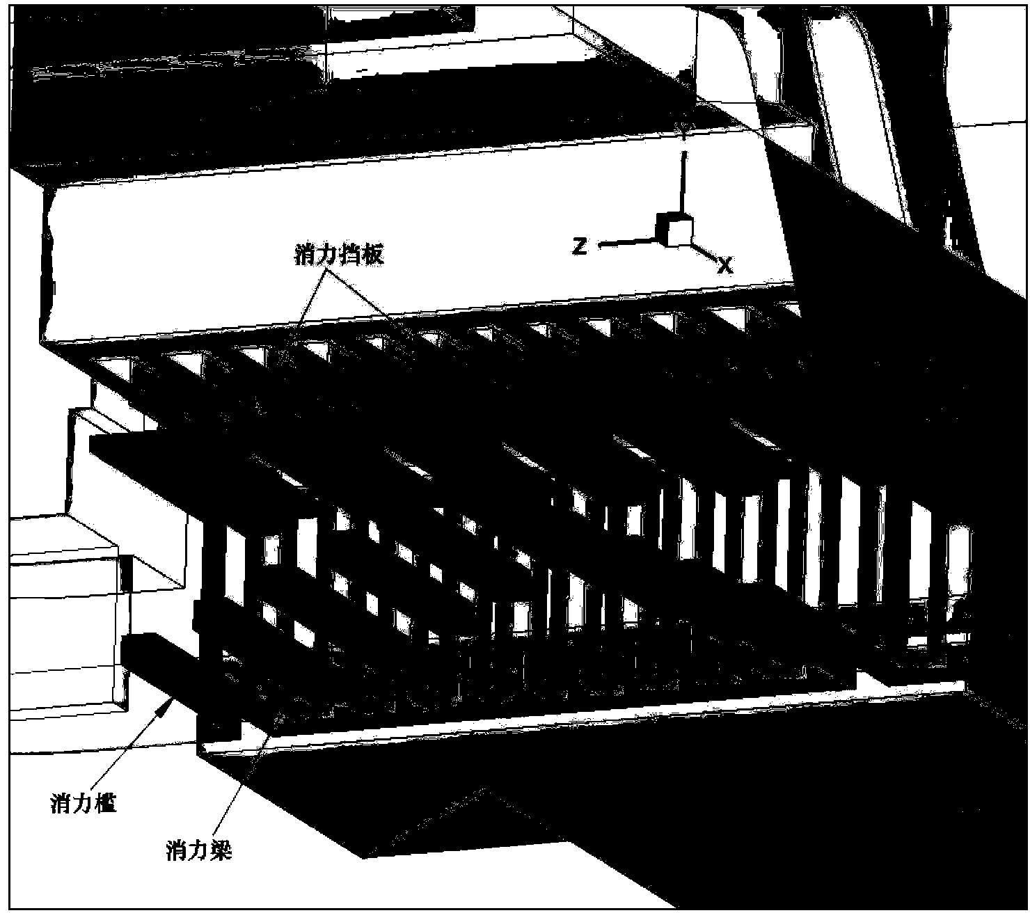 Inverted K-shaped energy dissipater of concentrated water conveyance system of ship lock and layout method thereof