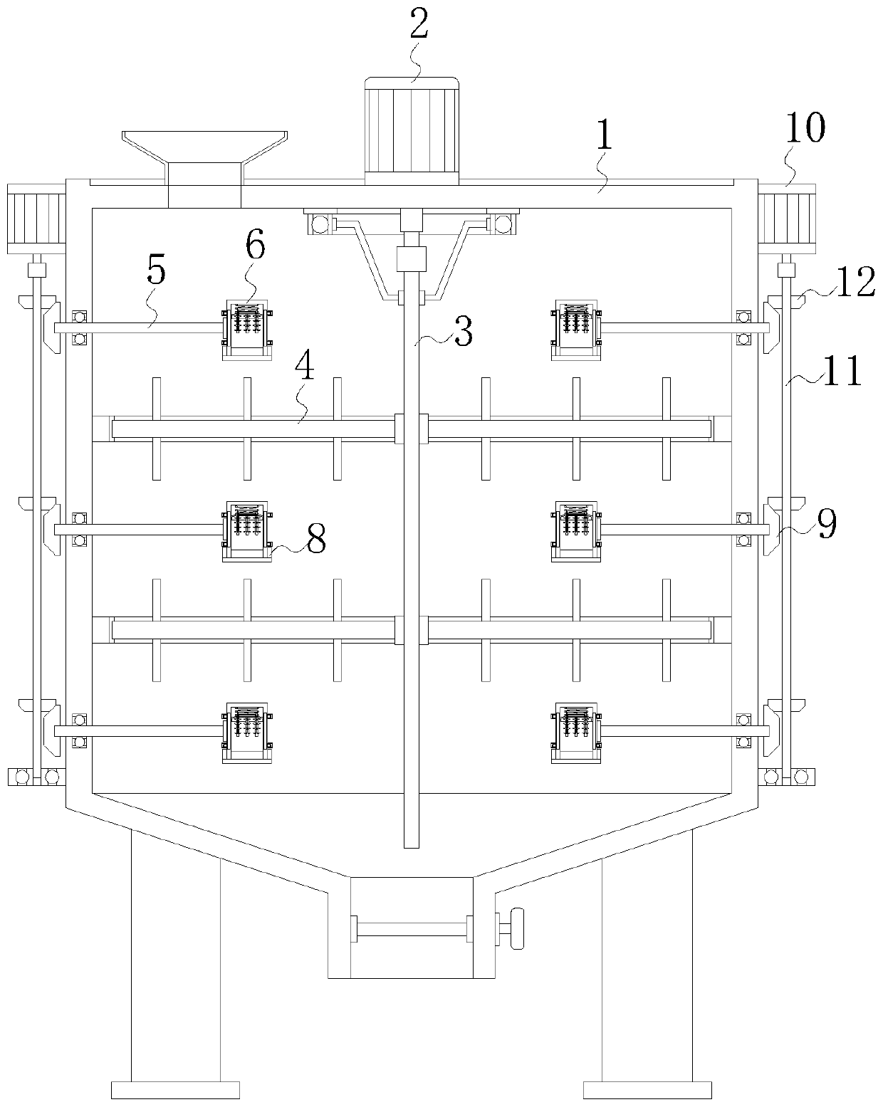 Automatic material mixing device for plastic masterbatch production