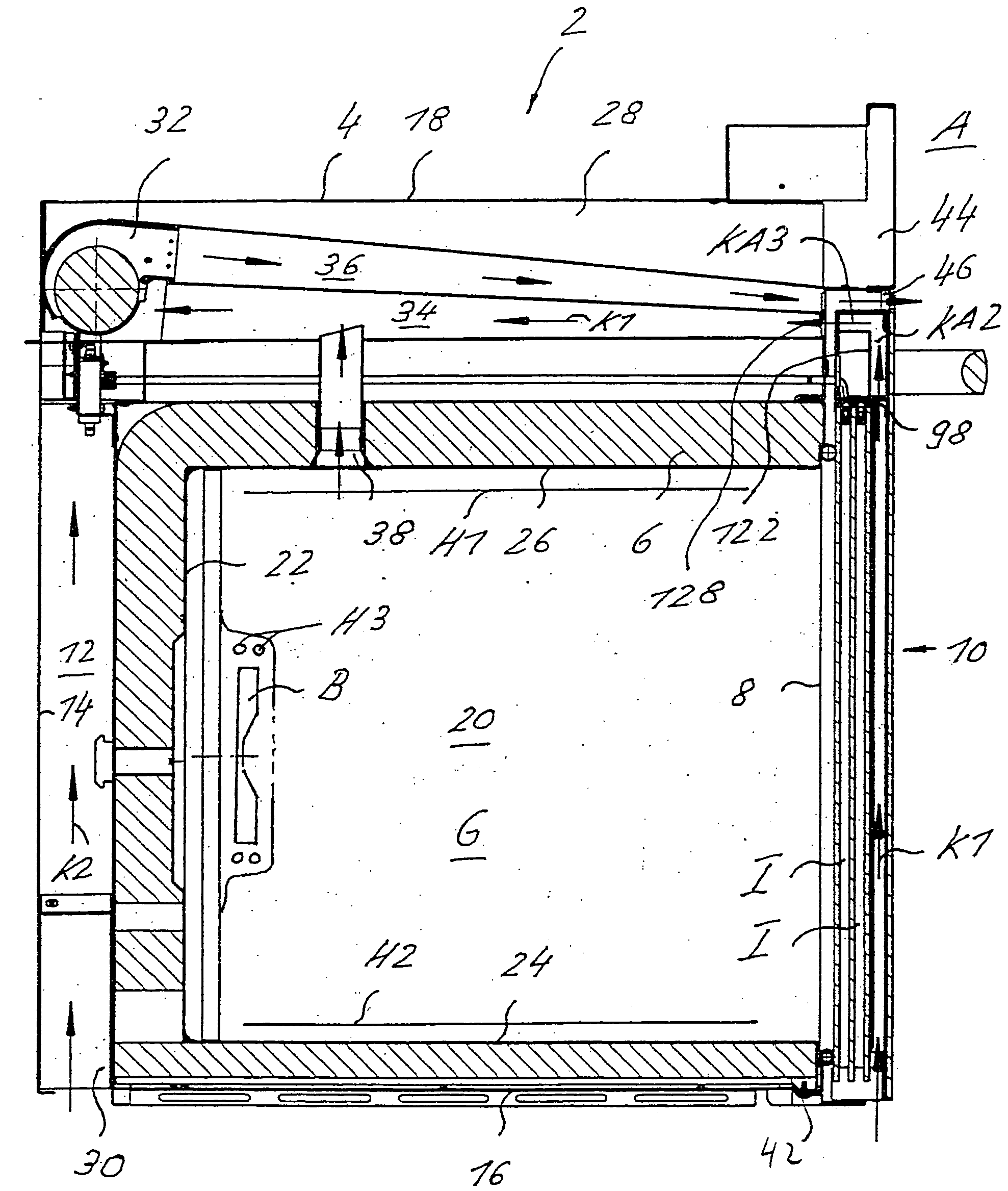 Cooking oven with a cooled door that permits pyrolysis