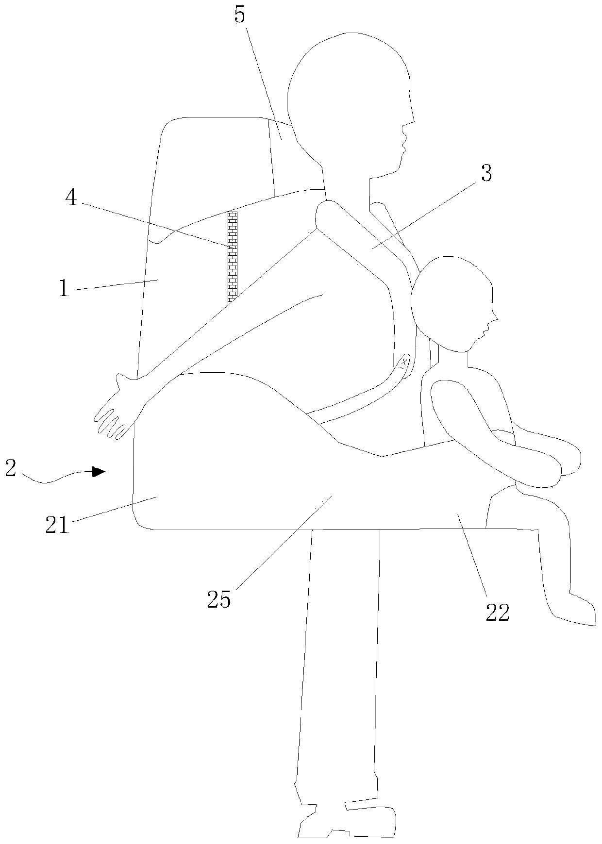 Backpack capable of turning waist support into baby basket