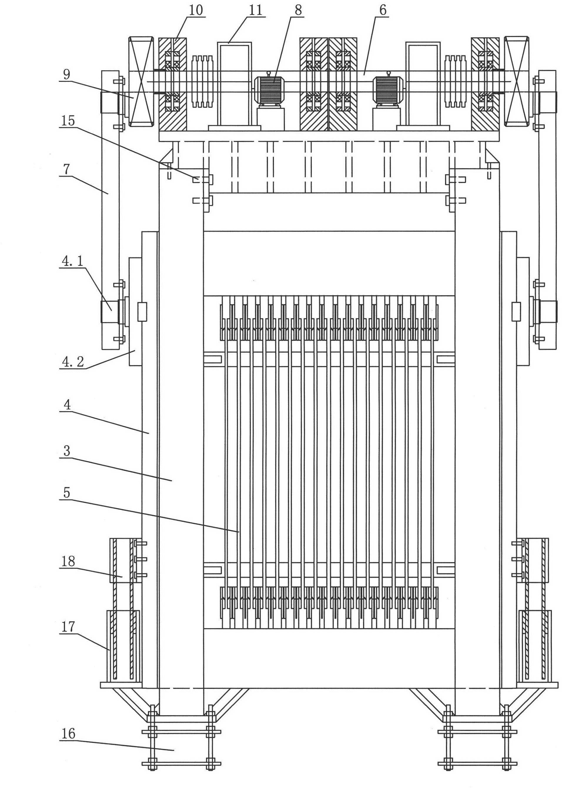 Vertical guide structure of saw frame of stone sawing machine