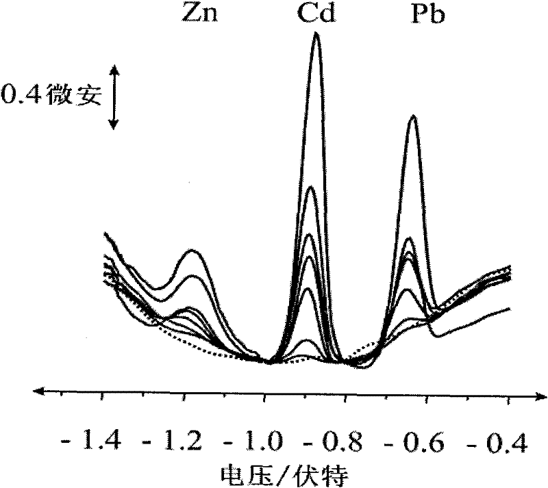 Portable heavy metal lead, cadmium, and zinc sensor, preparation method thereof, and detection method