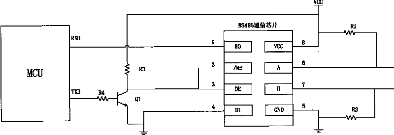 Half-duplex automatic receiving-transmitting switching circuit of RS485