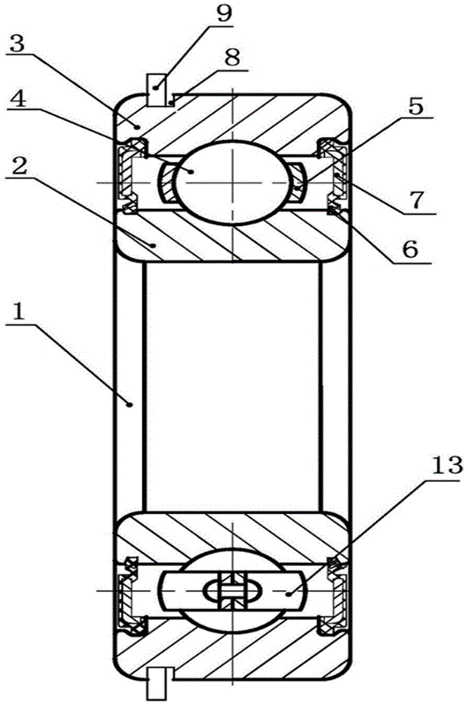 Single-row ball bearing with self-locking stop ring