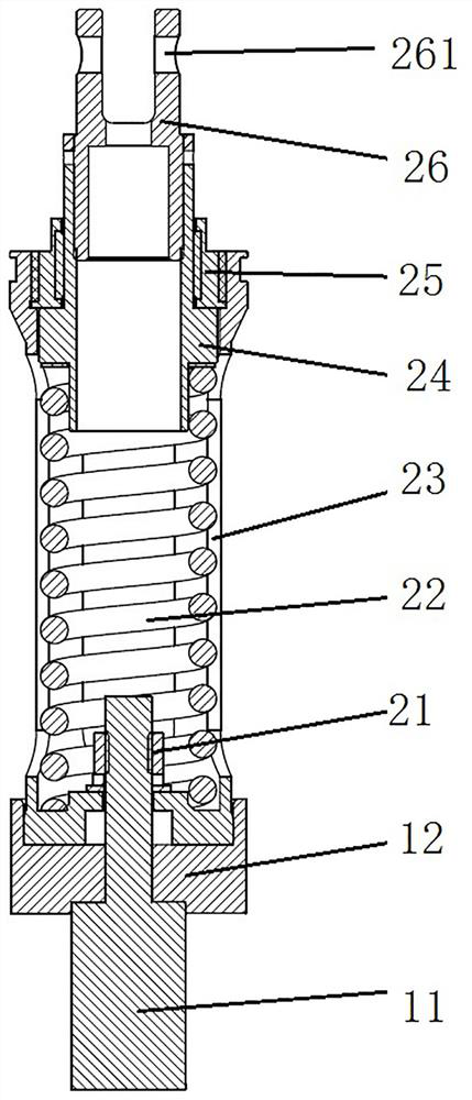 A kind of assembly process and assembly tooling of the contact pressure spring of the arc extinguishing chamber