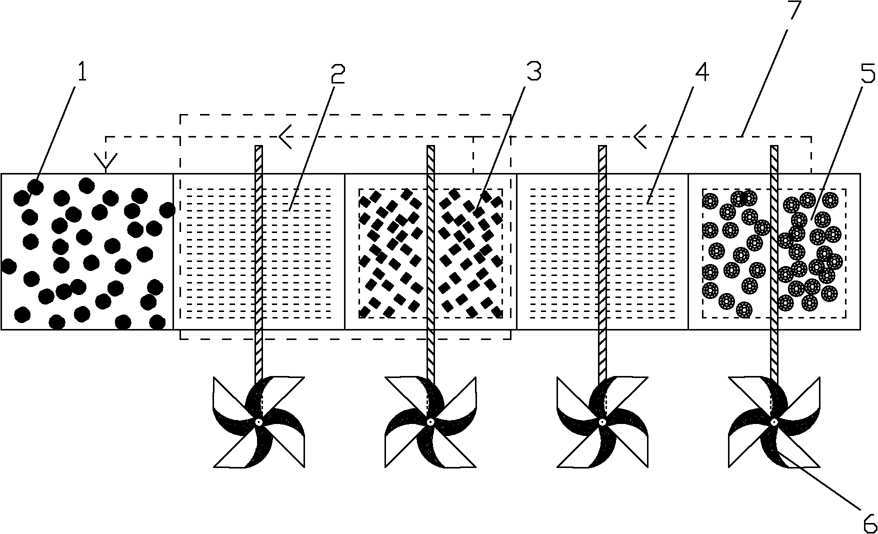 Corridor-type multi-area domestic sewage advanced treatment system and treatment method