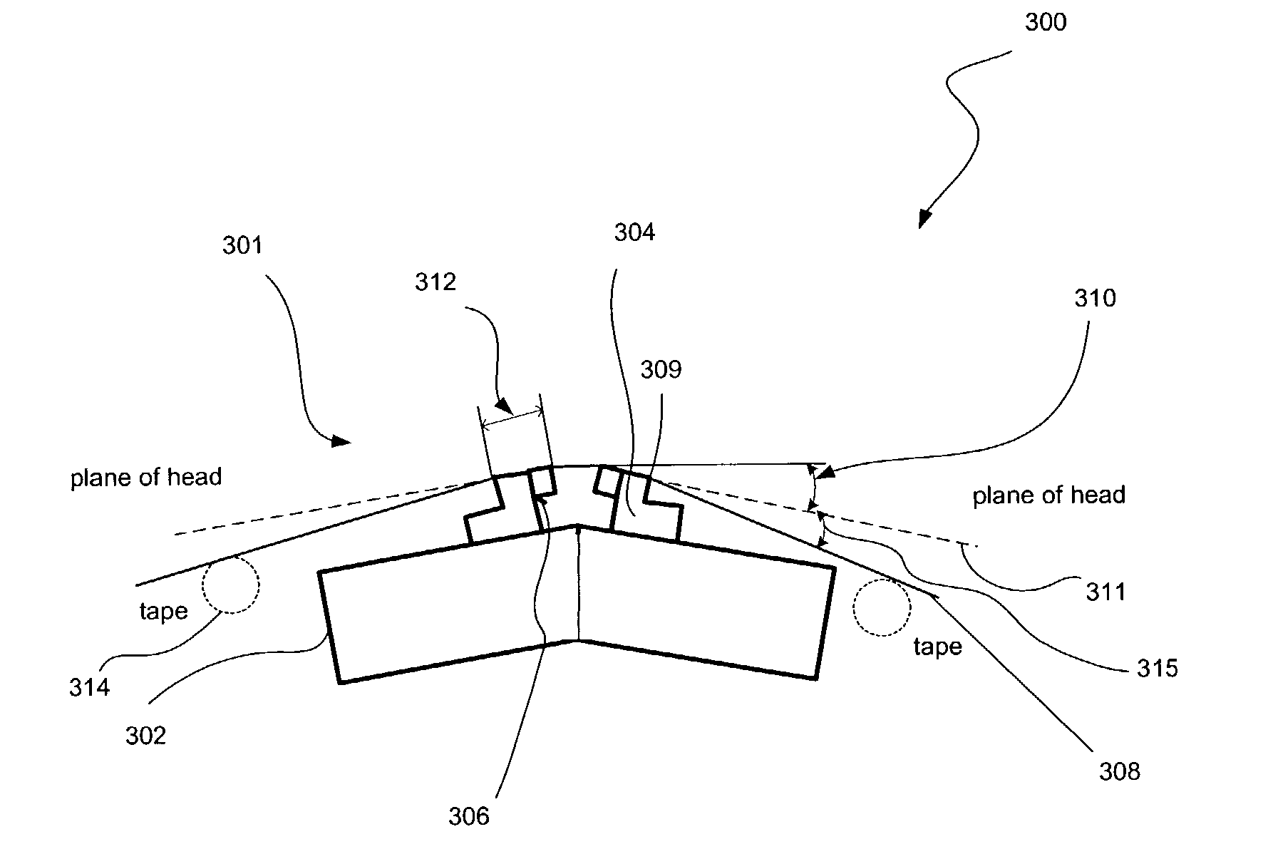 Angled flat-type recording head designed for near-constant resolution at varying type velocities