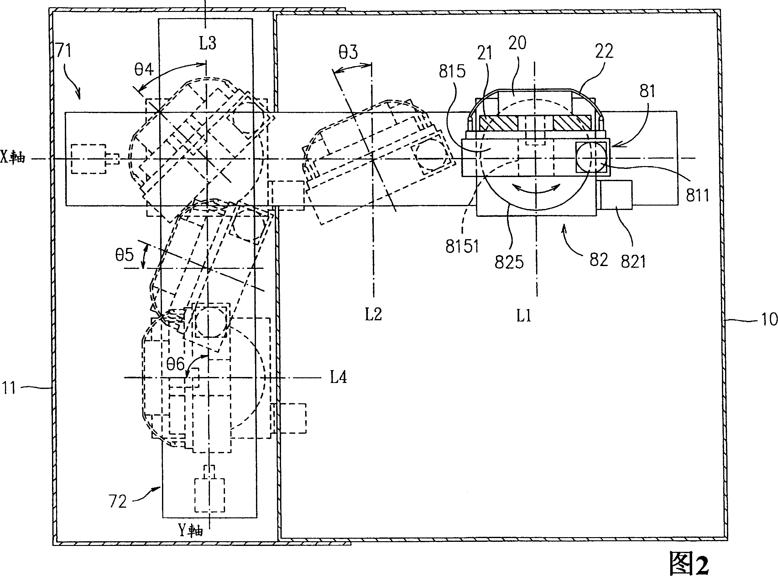 Automatic linear moving and angle of bank control device of image shooting device of light box