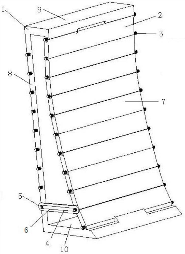 Variable-curved-surface dozer blade plate of flexible structure