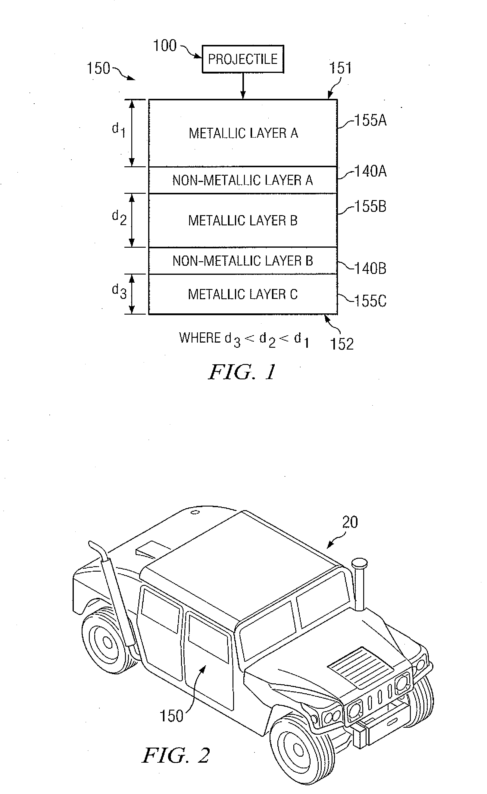 Layering Non-Metallic Layers Between Metallic Layers to Improve Armor Protection