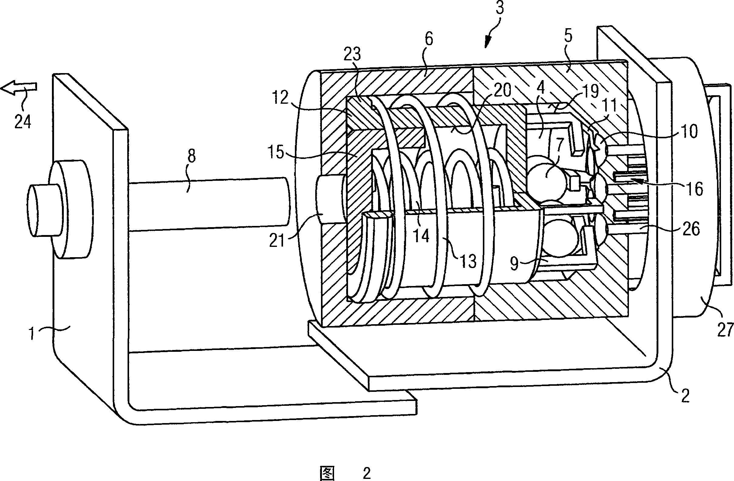 Arrangement for detecting the change in a relative position of two parts in relation to one another