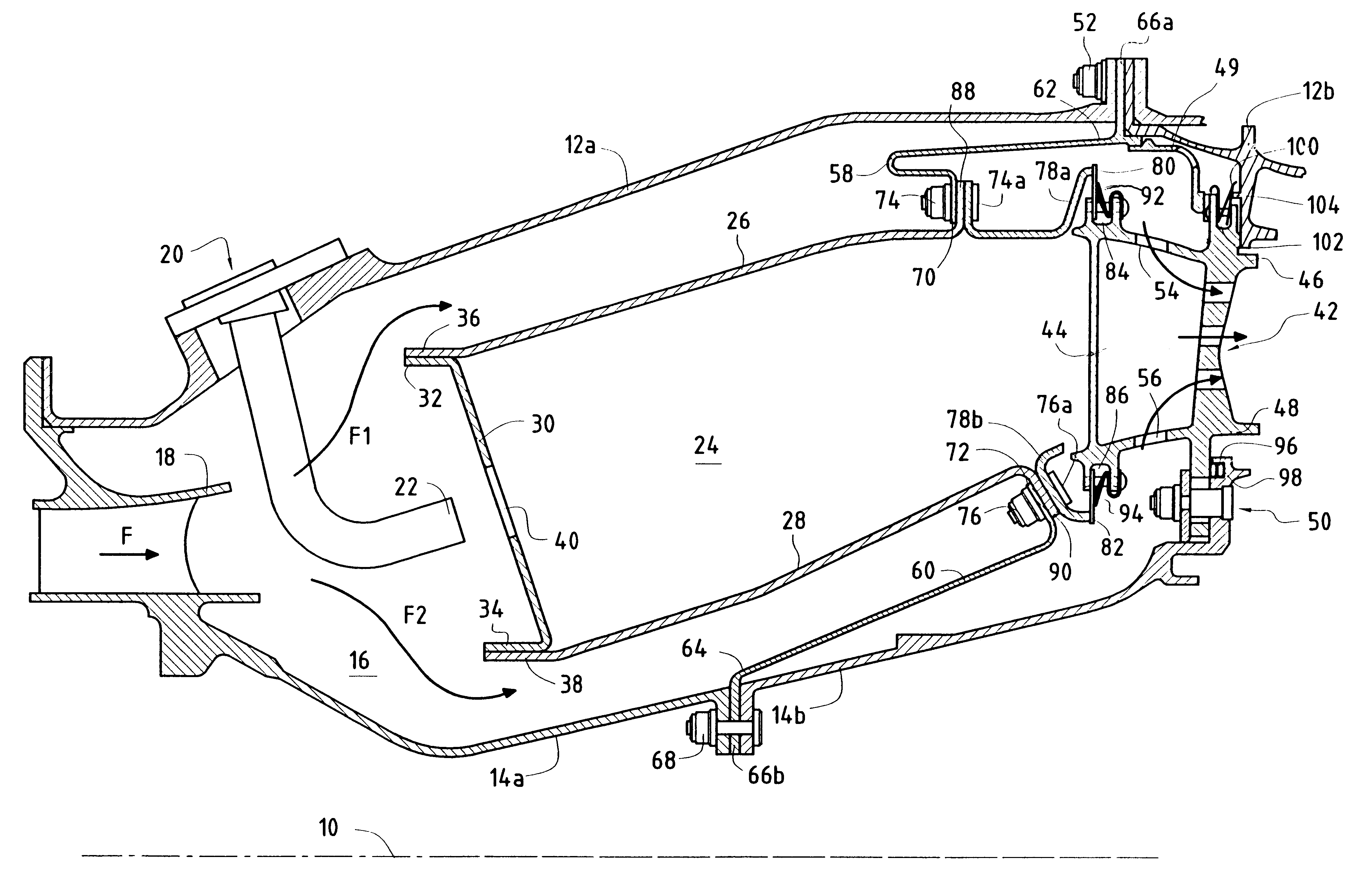 Connection for a two-part CMC chamber